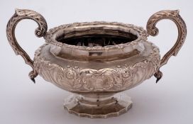 A Victorian Irish silver sugar basin, maker James Fray, Dublin, 1841: crested, of circular outline,