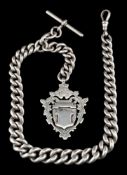 A silver shield shaped fob,: with a vacant reserve, with full Birmingham hallmarks,