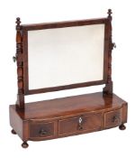An early 19th Century mahogany and inlaid swing frame platform toilet mirror:,