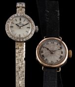 Omega, a gold and diamond wristwatch,