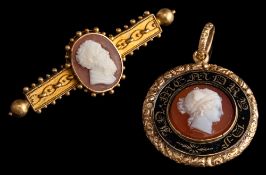 A mid Victorian shell cameo brooch,: circa 1870,