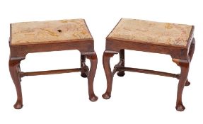 A pair of mid 18th Century provincial walnut stools:,