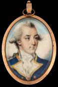 English School late 18th Century- A miniature portrait of a naval Admiral,