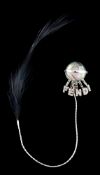 A paste and feather single earring by Fendi,: the black feather suspended from a fancy link chain,