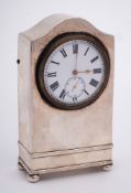 An Edward VII silver cased boudoir timepiece, maker Douglas Clock Co Ltd, Birmingham,