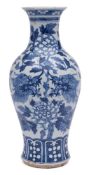 A Chinese blue and white 'dragon' vase: of baluster form,
