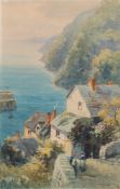Alfred Leyman [1856-1933]- Sidmouth Beach;Topsham, Clovelly,:- three, all signed watercolours,