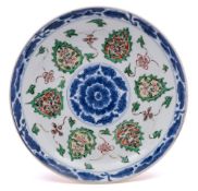 A Chinese famille verte cafe-au-lait saucer dish: probably for the Islamic market,