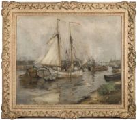 * Eugene Dekkert [1865-1956]- Harbour scene,:- signed bottom right oil on canvas, 49 x 59cm.
