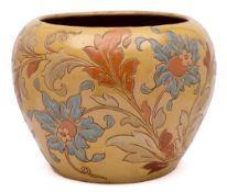 An Alexander Lauder (Barnstaple) pottery jardiniere: of squat oviform incised with flowers and