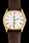 Omega, De Ville, a quartz wristwatch,: the cream dial with black Roman numerals and baton hands,