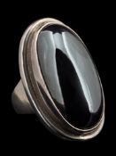 A silver hematite ring by Georg Jensen,: designed by Harold Nielsen, design no.
