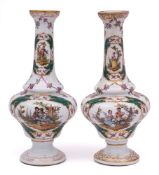 A pair of Helena Wolfsohn (Dresden) porcelain vases: of inverted pear shaped form with raised