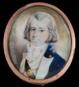 English School late 18th Century- A miniature portrait of a naval officer,