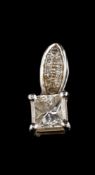 A princess-cut diamond single stone pendant: the princess-cut diamond estimated to weigh 0.