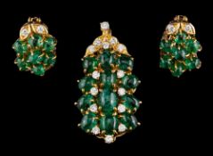 An emerald and diamond pendant,
