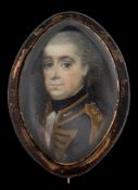 English School Circa 1800- A miniature portrait of a naval officer,