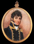 Attributed to Samuel John Stump [1778-1863]- A miniature portrait of a naval officer said to be