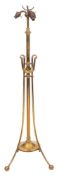 An Aesthetic movement brass standard lamp:,