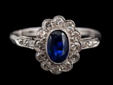 A sapphire and diamond ring,