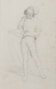 Attributed to Penry Williams [1798-1885]- Young Italian fastening his sash,:- pencil drawing,