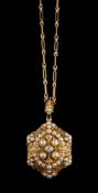 A pearl and diamond pendant,