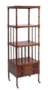 An early 19th Century mahogany and inlaid four tier whatnot:,