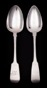 A 19th century Channel Islands silver Fiddle pattern table spoon,