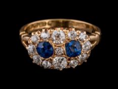 An Edwardian sapphire and diamond ring,
