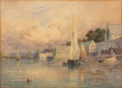 S G William Roscoe [1852-1922]- Topsham, The Quay,:- signed and dated '78 watercolour, 25 x 34cm.