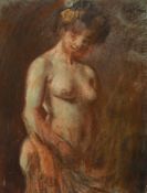 * Augustus John [1878-1961] - Standing nude, three quarter length,:- signed top right,