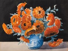* Gertrude Harvey [1889-1966]- A bowl of red chrysanthemums,:- signed, watercolour and gouache, 32.