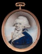 English School late 18th Century- A miniature portrait of a senior naval officer,