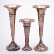 A large George V silver vase, maker's mark worn, Birmingham, 1922: inscribed,