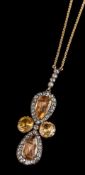 A topaz and diamond pendant,: converted from a pair of late 18th century earrings,