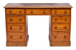An Edwardian satinwood pedestal desk, early 20th century,