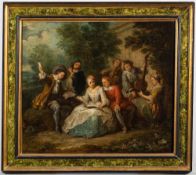 Follower of Jean-Honore Fragonard [1732-1806]- Courting couple accompanied by musicians in a