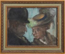 Follower of Toulose Lautrec, early 20th Century- Figures in conversation,