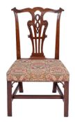 A fine late George II or early George III walnut side chair,: circa 1760, in Chippendale style,