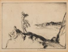 * Edmund Blampied [1886-1966]- Figures on a cliff top,