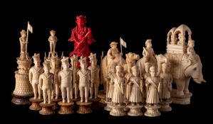 A collection of early 19th century East India 'John Company' ivory chess pieces and one other: