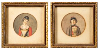 Eastern European School, 19th Century- Traditional costumes,:- a pair watercolour,
