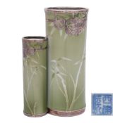 A Japanese porcelain double 'bamboo' vase with American silver mounts by Shreve & Co.