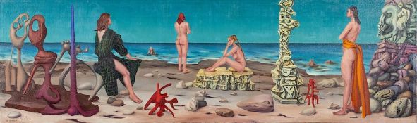 * Franco Assetto [1911-1994]- La Spiaggia,:- signed,