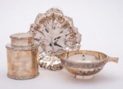 An Edward VII silver tea caddy, maker Deakin & Francis, Birmingham, 1906: monogrammed,