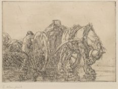 * Edmund Blampied [1886-1966]- A Jersey vraic cart,:- etching,