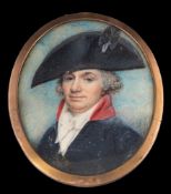 English School mid-18th Century- A miniature portrait of a gentleman,