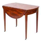 A 19th Century mahogany, crossbanded and inlaid oval Pembroke table:, bordered with boxwood lines,