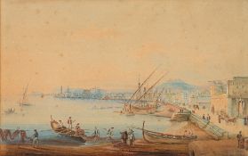 Circle of Samuel Owen [19th Century]- The Bay of Naples,:- watercolour, 20.5 x 32.5cm.
