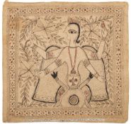 An Indian ink study of a four armed Vishnu: together with his avatar Kurma the tortoise,